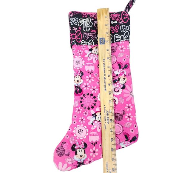 DISNEY MINNIE MOUSE HANDMADE CHRISTMAS STOCKINGS PINK QUILTED GIRL HOLIDAY - Picture 7 of 9